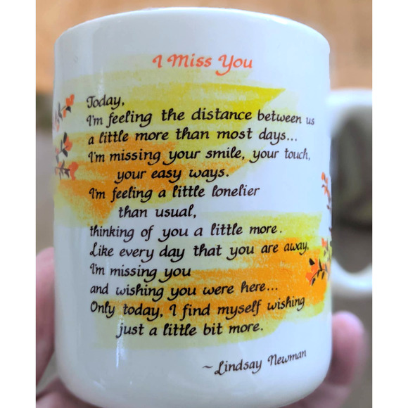 Vintage Greeting Mug - I Miss You Poem - Picture 1 of 3
